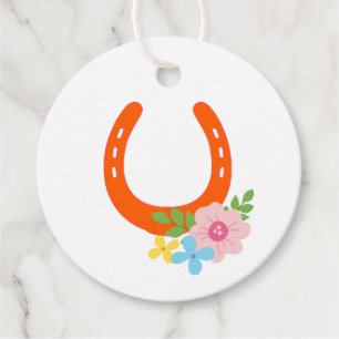 Étiquettes Cadeau Orange fer à cheval Fleurs Horse Grange Moderne Fu