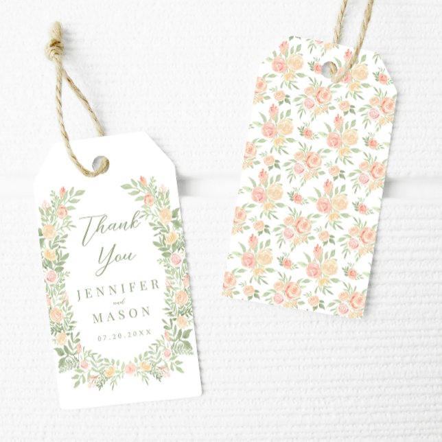 Étiquettes-cadeau Orange floral boho chic rustique mariage merci (Créateur téléchargé)