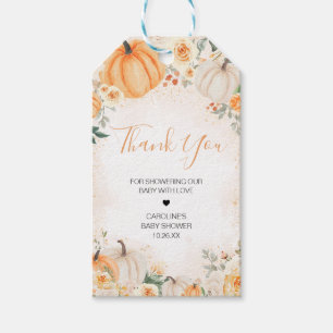 Étiquettes-cadeau Orange Floral Greenery Little Citrouille Favoriser