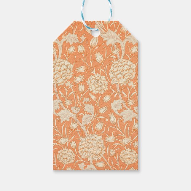 Étiquettes-cadeau Orange Floral William Morris Motif (Devant)