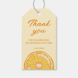 Étiquettes-cadeau Orange Fruit Citron Personnalisé Anniversaire Merc