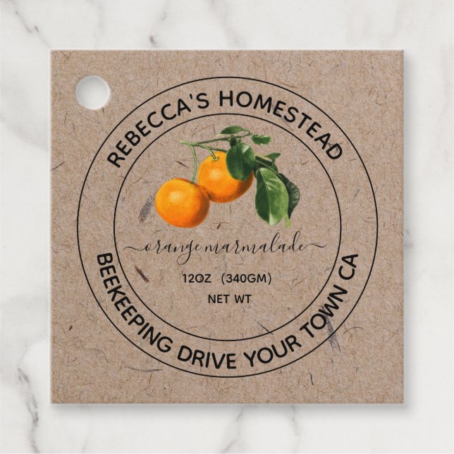 Étiquettes Cadeau Orange Marmalade Kraft Papier de canne Jar (Devant)