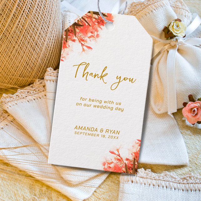 Étiquettes-cadeau Orange Oleander Flowers sur Merci de mariage de pl (Créateur téléchargé)