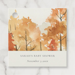 Étiquettes Cadeau Orange Rouille Jaune Automne Arbre Baby Shower
