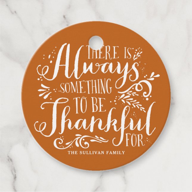 Étiquettes Cadeau Orange toujours remerciant Citation Thanksgiving (Devant)
