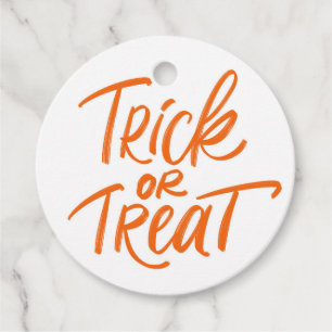 Étiquettes Cadeau Orange Trick ou Treat Halloween à la main