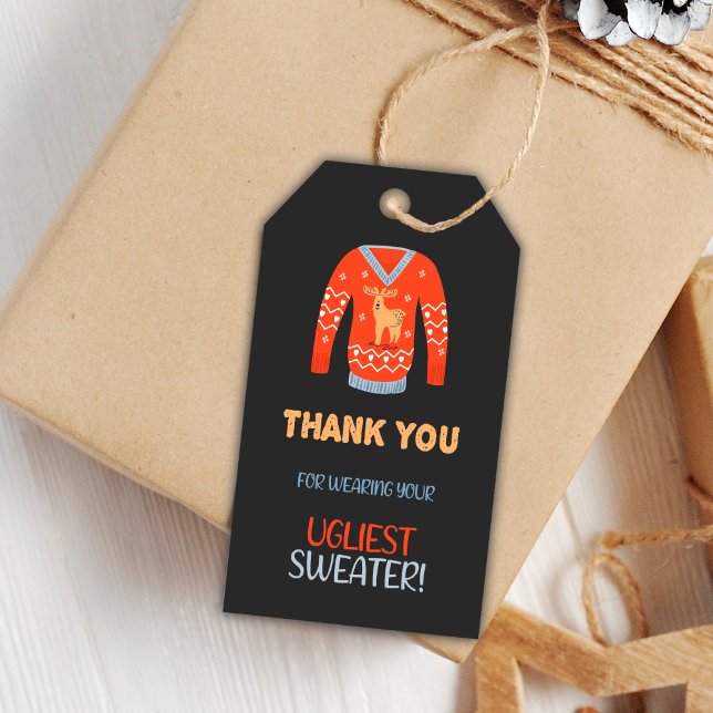 Étiquettes Cadeau Orange Ugly Sweater (Orange Ugly Sweater Gift Tags)