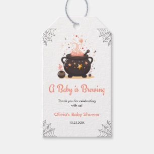 Étiquettes-cadeau Orange Un bébé brasse le Baby shower d'Halloween