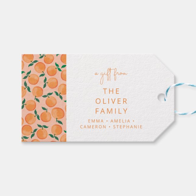 Étiquettes-cadeau Oranges Citron Fruit Nom Personnalisé Enclosure De (Devant (Horizontal))