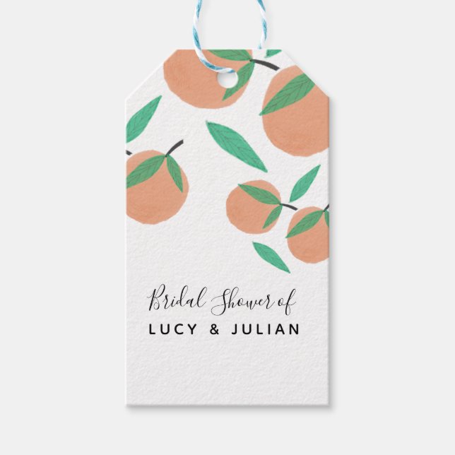 Étiquettes-cadeau Oranges de Fêtes des mariées, main dessinée Botani (Devant)