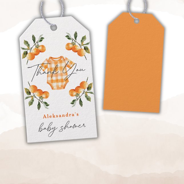 Étiquettes-cadeau Oranges d'été Cute Bodysuit Merci (Créateur téléchargé)