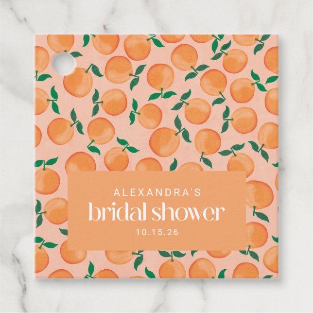 Étiquettes Cadeau Oranges d'été Fruit Rose Shower de Mariage Personn (Devant)