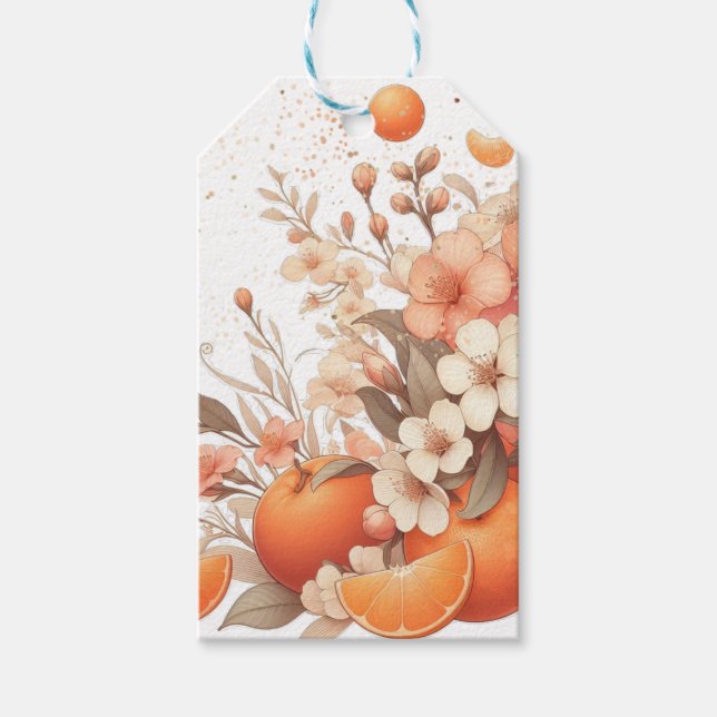 Étiquettes-cadeau Oranges Douces d'Agumes et Fleur (Devant)