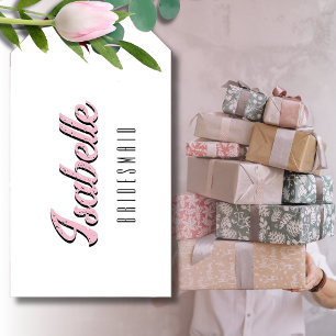 Étiquettes-cadeau Orchidée Rose 3D Nom Drôle Demoiselle d'Honneur
