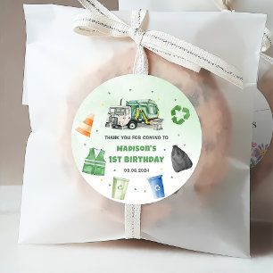 Étiquettes Cadeau Ordures Camion 1ère fête d'anniversaire