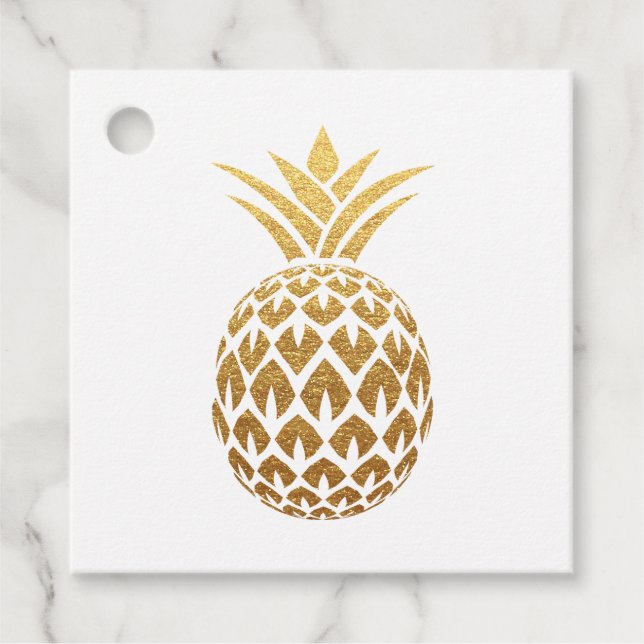 Étiquettes Cadeau Organisateur d'événement Faux Ananas en Feuille d' (Devant)
