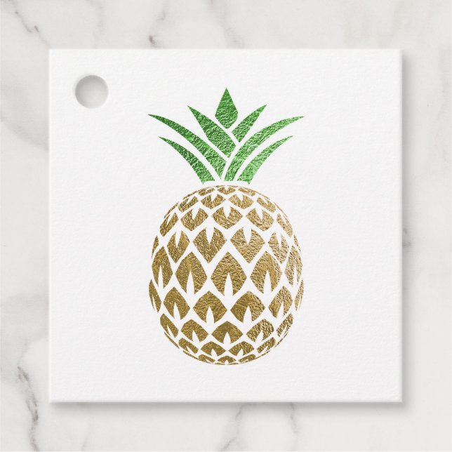 Étiquettes Cadeau Organisateur d'événement Faux Gold Foil Ananas (Devant)