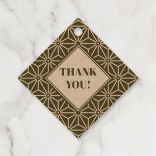 Étiquettes Cadeau Oriental Green Matsuba Asanoha Japon Motif