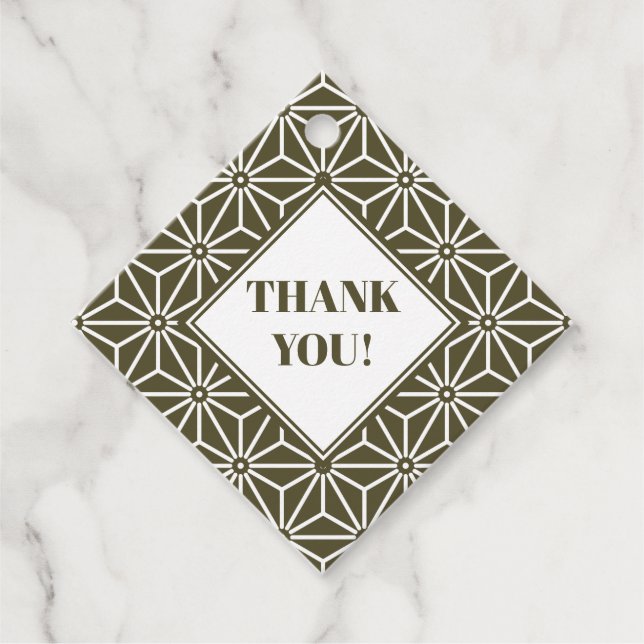 Étiquettes Cadeau Oriental Green Matsuba Asanoha Japon Motif (Devant)