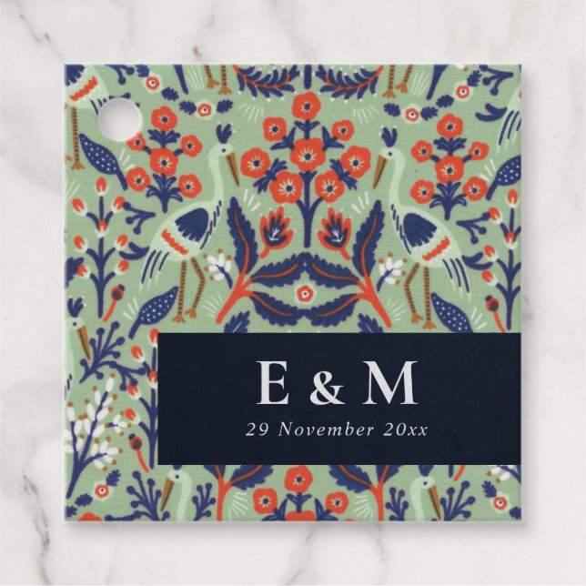 Étiquettes Cadeau Ornat Turquoise Classy Floral Peacock Mariage (Devant)