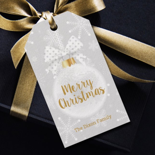 Étiquettes-cadeau Ornement de Noël Flocons de Neige Élégants (Créateur téléchargé)