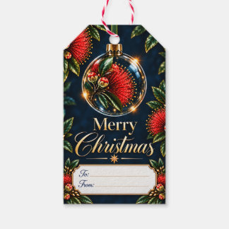 Étiquettes-cadeau Ornement de Noël Pōhutukawa avec Message