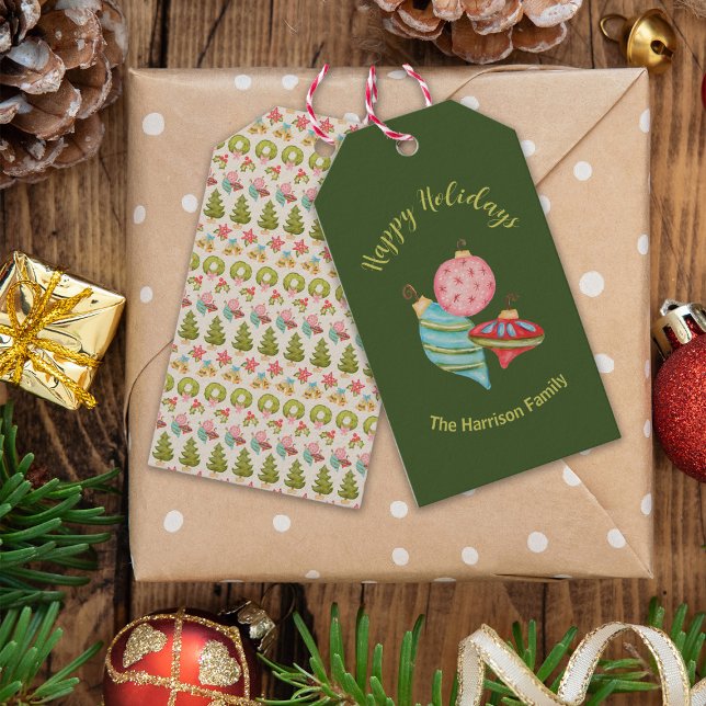 Étiquettes-cadeau Ornement Noël Whimsical traditionnel Nostalgale (Créateur téléchargé)