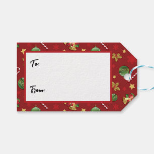 Étiquettes-cadeau Ornementation de Noël et Motif Sucre de canne