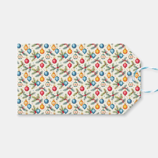 Étiquettes-cadeau Ornements Colorés (Devant (Horizontal))