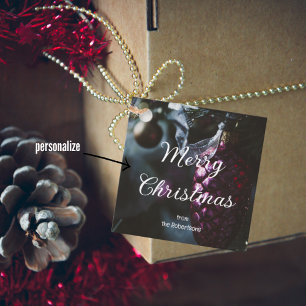 Étiquettes Cadeau Ornements de Noël en glamour foncé