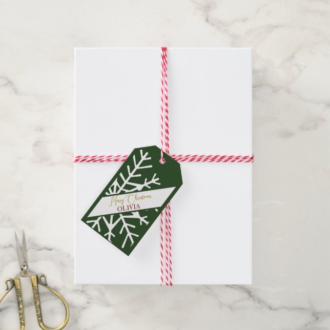 Étiquettes-cadeau Ornements de Noël en Gré Vert (Avec de la ficelle)