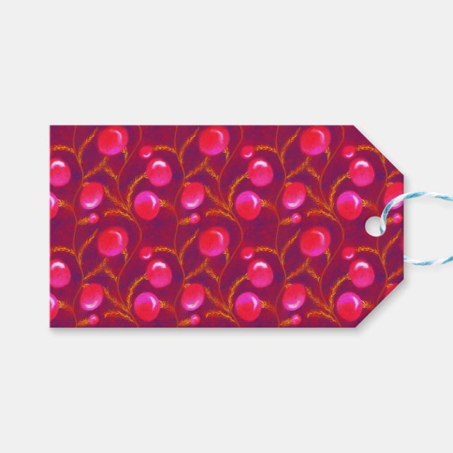 Étiquettes-cadeau Ornements de Noël et Holly | rose (Devant (Horizontal))