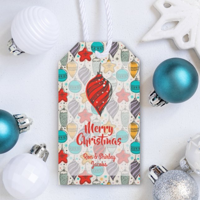 Étiquettes-cadeau Ornements de Noël Vintage Vacances  (Créateur téléchargé)