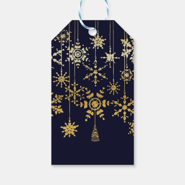 Étiquettes-cadeau Ornements en flocon de neige (Devant)