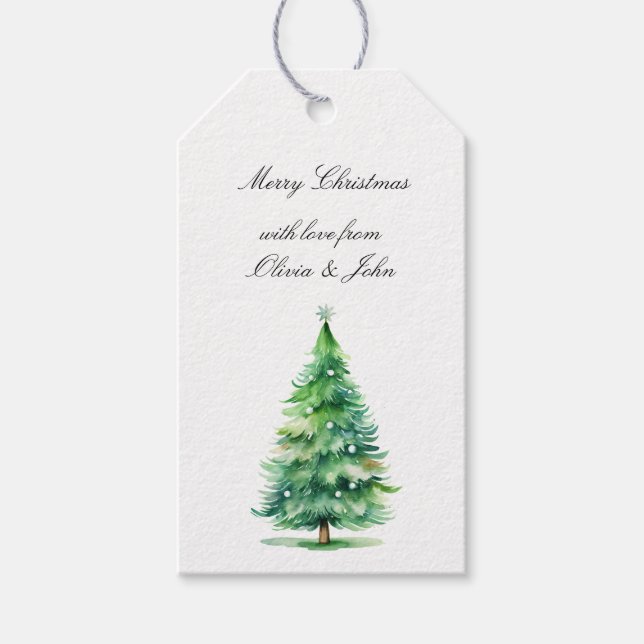 Étiquettes-cadeau Ornements verts pour sapin de Noël (Devant)