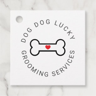 Étiquettes Cadeau Os de chien d'affaires avec le coeur
