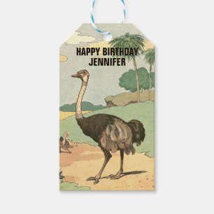 Étiquettes-cadeau Ostrich Zoo Thème Anniversaire