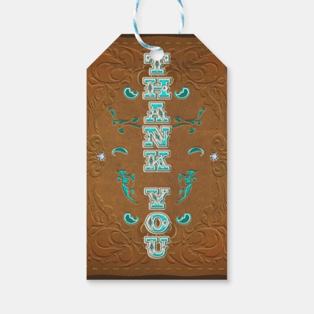 Étiquettes-cadeau Ouest Russe Brown Diamants de cuir MERCI (Dos)