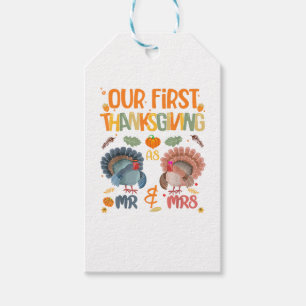 Étiquettes-cadeau Our First Thanksgiving M. et Mme Couple Married 2