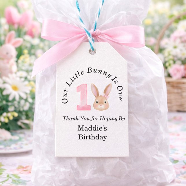 Étiquettes-cadeau Our Little Bunny Is One 1st Birthday Thank You  (our little bunny is one gift tag)