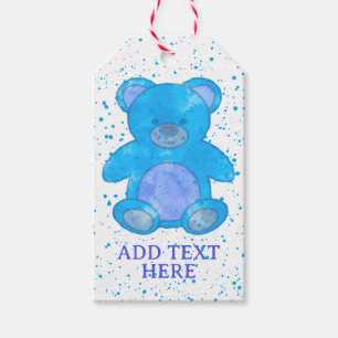 Étiquettes-cadeau Ours Bébé Cute En Bleu Texte Personnalisé