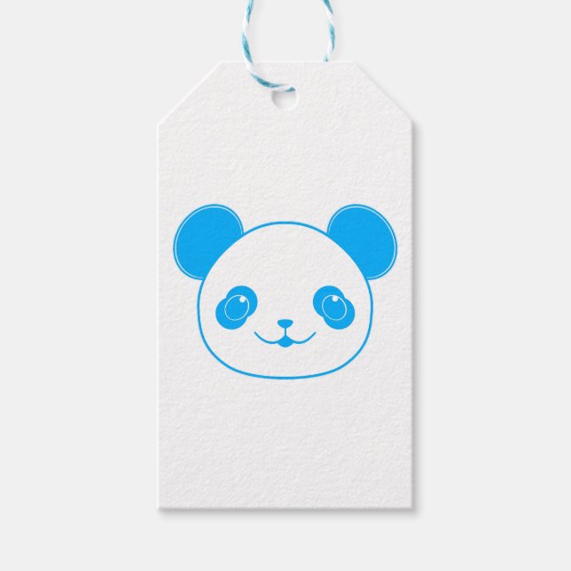 Étiquettes-cadeau Ours bleu Kawaii Panda (Devant)