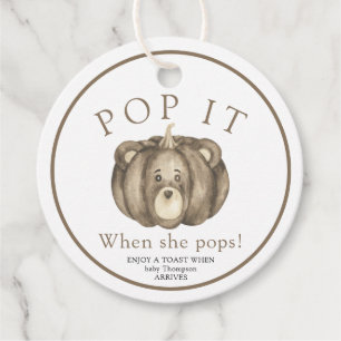 Étiquettes Cadeau Ours Citrouille Automne - Pop it! Baby shower