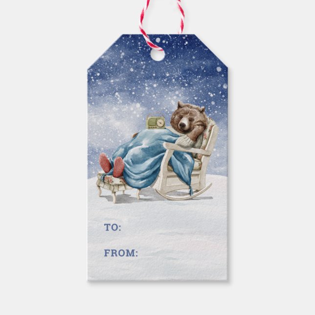 Étiquettes Cadeau Ours couchage (Devant)