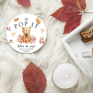 Étiquettes Cadeau Ours d'automne avec citrouille - Pop it!