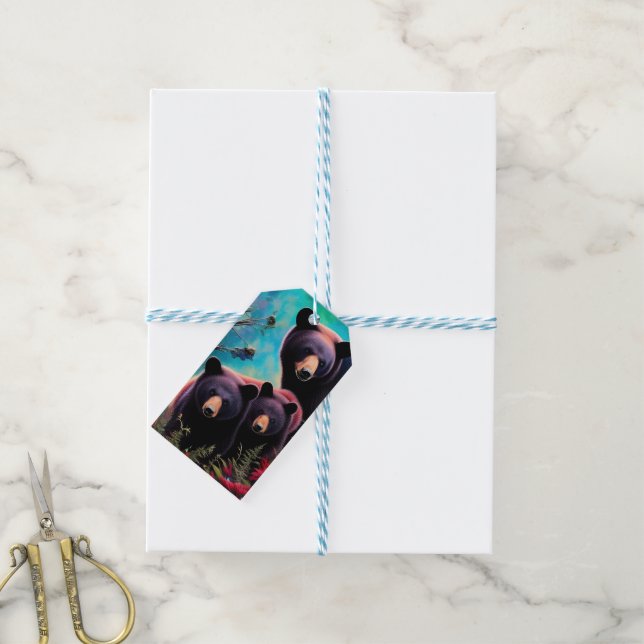 Étiquettes-cadeau Ours de Momma et petits (Avec de laficelle)