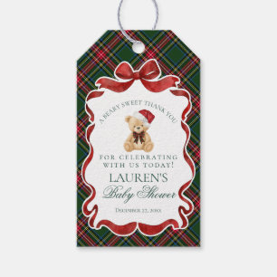 Étiquettes-cadeau Ours de Noël à carreaux tartan Cadeaux de Baby Sho