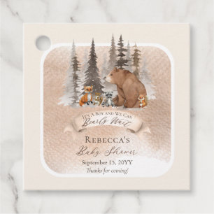 Étiquettes Cadeau Ours des bois  Animaux Baby shower Bearly Wait Boy
