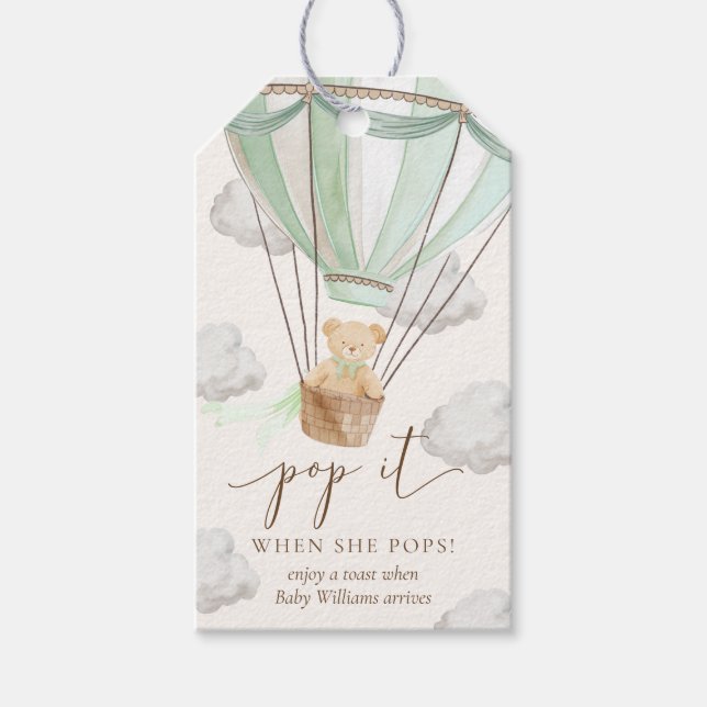 Étiquettes-cadeau Ours en attente Ourson en peluche à la menthe Pop  (Devant)