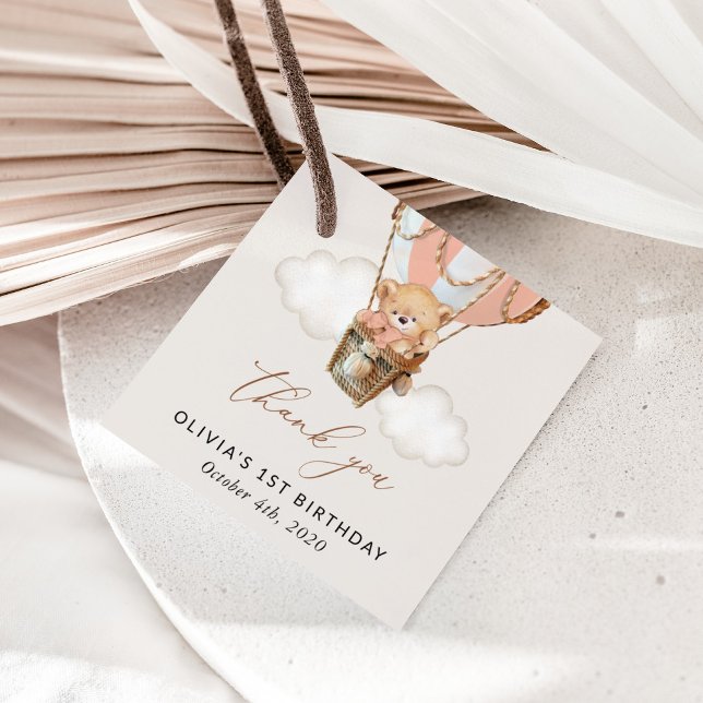 Étiquettes Cadeau Ours En Conflit, Ballotte À Air Chaud Rose, Premie (Créateur téléchargé)